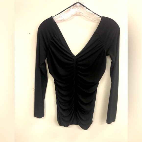 GUESS RUCHED TOP LONG SLEEVE WITH BACK ZIPPER - Picture 1 of 4